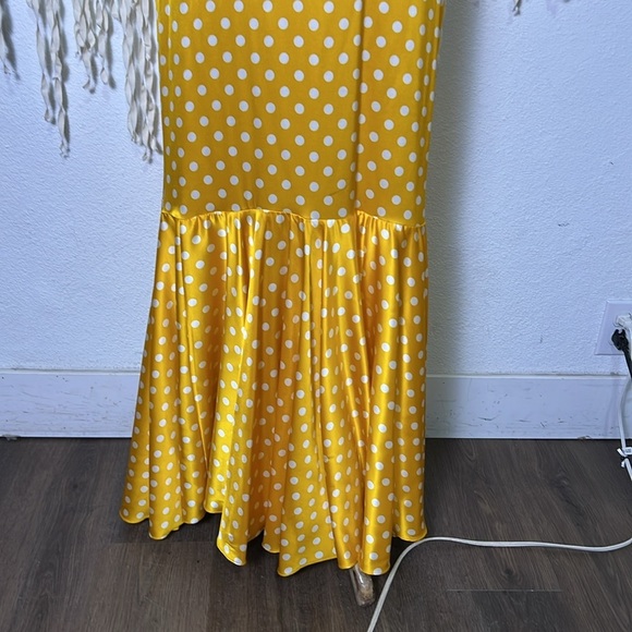Caroline Constas Amelia Silk Maxi Gown in Saffron and White Polka Dot Size Large - Picture 3 of 12
